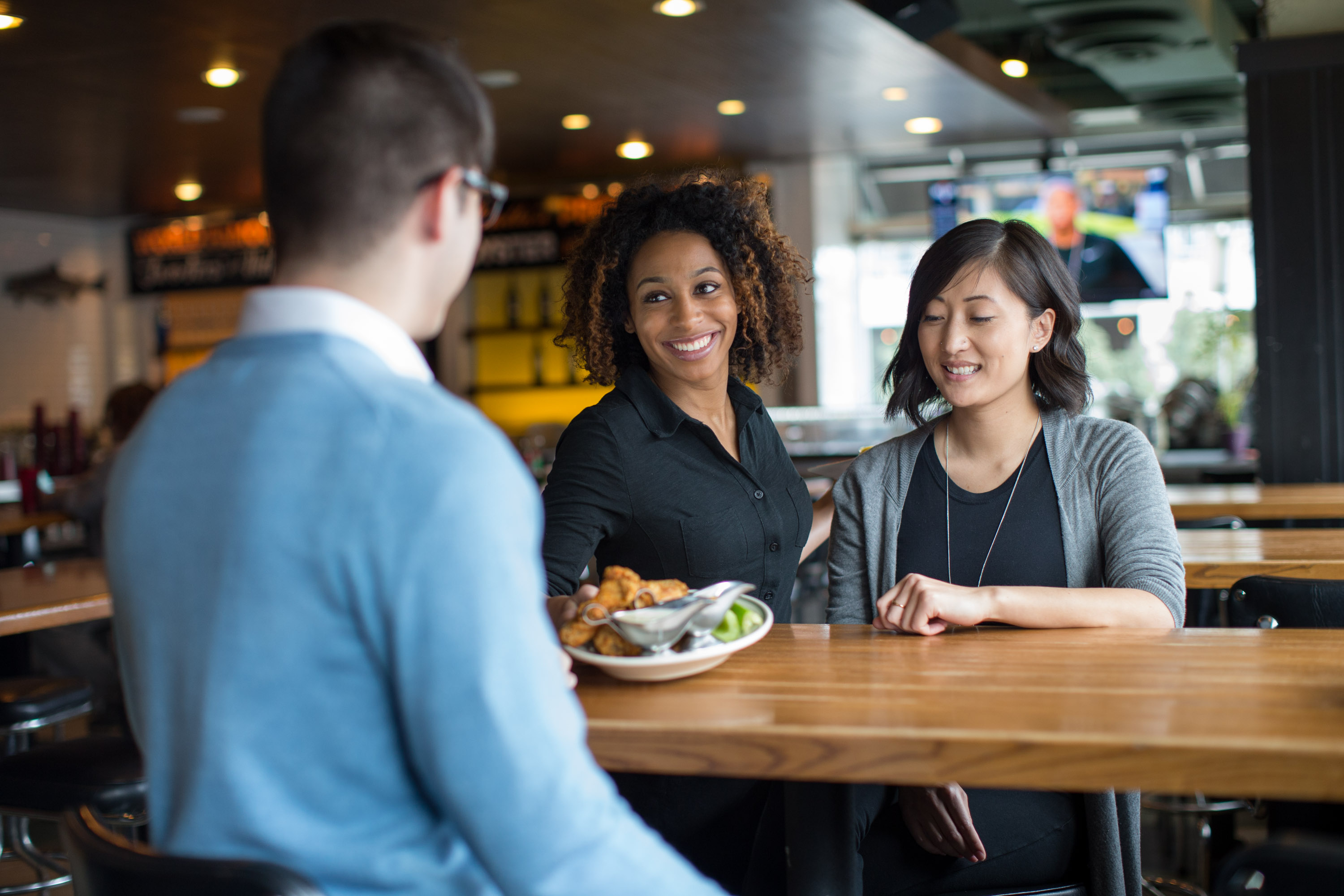 employee with customers