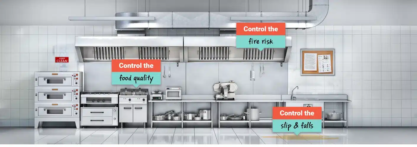 Control the food quality Control the fire risk Control the slip & falls